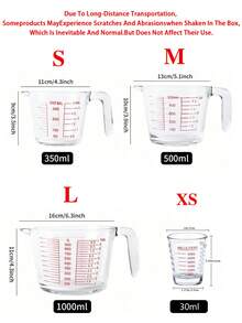 1pc Heat-Resistant Glass Measuring Cup With Precise Markings And Handle, Multipurpose Large Capacity Stackable Storage, Suitable For Coffee, Eagle Beak Design For Easy Pouring, Transparent Container Baking Measuring Tool, Multifunctional Kitchen Utensil For Baking, Milk, Water And Flour - Transparent - View 9