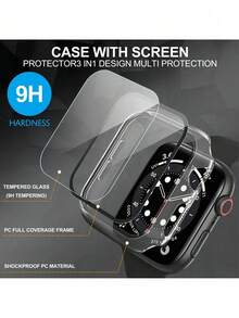 BOLLYMORE 2PCS Unisex Super Thin Tempered Glass Protective Case, Spatter Oil Fashionable Cute Style, Compatible With Apple Watch Series 38/40/41/42/44/45/46/49mm, Compatible With Apple Watch Ultra/SE/11/10/9/8/7/6/5/4/3/2/1, Smart Watch Accessories - 2 PCS Watch Case - View 5