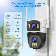 1pc Cámara de Vigilancia Blanca, 12MP Doble Lente 2 Pantallas, WiFi Dual 2.4G/5G, Zoom 12X, Seguimiento Automático, IP66 Impermeable, Visión Nocturna Color, Audio Bidireccional, para Hogar/Patio/Jardín, Ideal para Familias/Propietarios, Adaptador + Manual en Español - Tipo de Enchufe A USA (110-127V) - Ver 3