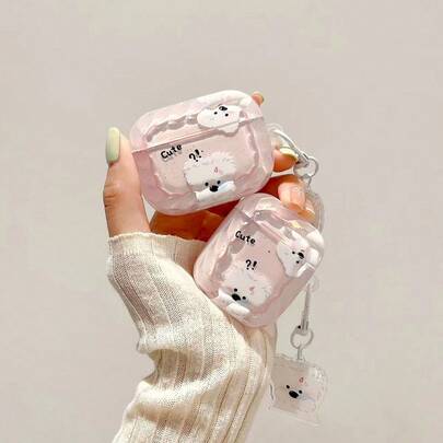 1pc Cherry Animal Dog Earphone Protective Case Compatible With Apple Pro 3, 1/2, Pro 2, 4, Cute Bluetooth Earphone Holder, Anti-Lost Earphone Protective Cover