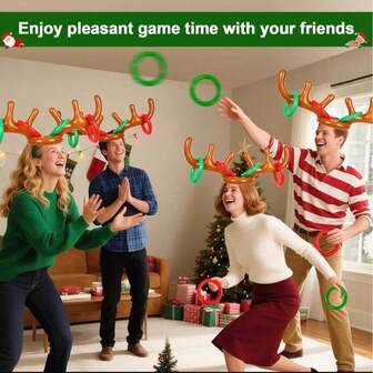 9pcs/19pcs Inflatable Reindeer Antler Ring Toss Game,Decorative Balloons, Reusable, Suitable For Birthday Decoration, Party Decoration, Anniversary, Room Decoration, Wedding Anniversary, Party Supplies