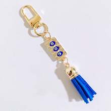 1pc Evil Eye Keychain, Blue Eye Tassel Pendant Bag Charm Wallet Accessory, Party Favor Gift - Royal Blue - View 5