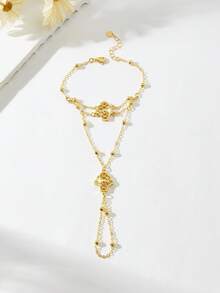 18K镀金时尚高端复古女士手链，适合尼日利亚、迪拜、中东、沙特阿拉伯新娘婚礼佩戴，日常佩戴，周年纪念礼物，万圣节礼物（送给朋友） - PSBL-036 - 查看 5