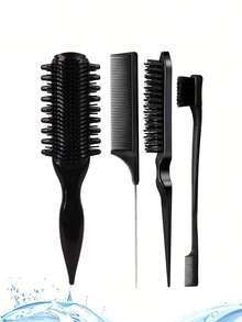 1/2/3/4/5/6/11/12件套全新9排发梳套装，侧槽设计增强卷发清晰度和分离度，干湿两用，居家旅行皆宜，节日个性化礼物的完美之选（黑色） - 彩色 - 查看 13