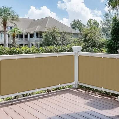 Polyester Rectangular Balcony Privacy Fence With Waterproof Design - Reinforced UV-Resistant Outdoor Screen For Patio And Deck, Easy Installation Garden Divider With Tie Ropes