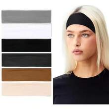 6PCSWomen Headband Turban Solid Color Elastic Hair Bands Yoga Hairband Fashion Makeup Hair Hoop Headwrap Hair Accessories - Multicolor - View 1