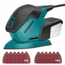 DOVAMAN Detail Sander, 1.1Amp Electric Sander W/Micro-Filter Dust Box, Aluminum Fan Blade, Copper Motor, Max No-Load Speed 12,000 RPM, 12PCS(80P/180P) Sanderpapers For Wood, Plastic, Metal - US A Type Plug(110-127V) - View 10