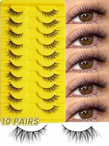 MAGEFY 1 Set Reusable Magnetic Natural False Eyelashes/Optional 10 Pairs Half Eye Natural False Eyelashes, Fox Eye & Cat Eye Styles, With Applicator, No Glue Needed, Easy To Wear And Remove, Create Natural 3D Cartoon-Like Lashes, Lightweight And Soft Eyelash Strips - Cat Eye Lashes - View 3