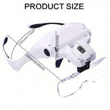 Head-Mounted Magnifying Glass With LED Lighting, Adjustable Headband, 5 Interchangeable Lenses 1.0X/1.5X/2.0X/2.5X/3.5X, Suitable For Reading, Repairing, Jewelry Processing, Electronic Repair - White - View 4