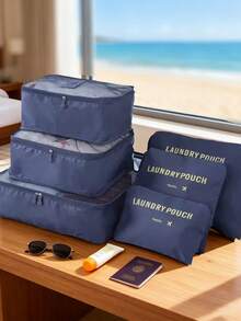 6pcs Travel Luggage Organizer Bags, Suitcase Packing Cubes, Shoe Bag, Clothes & Underwear Pouches, Unisex - Multicolor - View 2