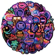 50pcs/Pack Cool Neon Lights Waterproof DIY Creative Stickers Toys, Laptop PC Computer Mobile Smartphones Phone Case Guitar Desktop Cup Travel Motorcycles Car Accessories Sticker - Multicolor - View 11