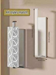 1个厨房纸巾架，无需钻孔，橱柜卷纸收纳架，厨房保鲜膜架，抹布杆，悬挂式置物架，碳钢浴室厨房毛巾架 - 彩色 - 查看 2