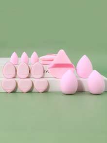 15件套化妆海绵/粉扑套装包含3个三角形粉扑、3个迷你气垫粉扑、3个迷你心形气垫粉扑、3个水滴形化妆蛋和3个迷你化妆海绵。适用于粉底液、粉底和遮瑕膏。适合所有肤质。 - 彩色 - 查看 4