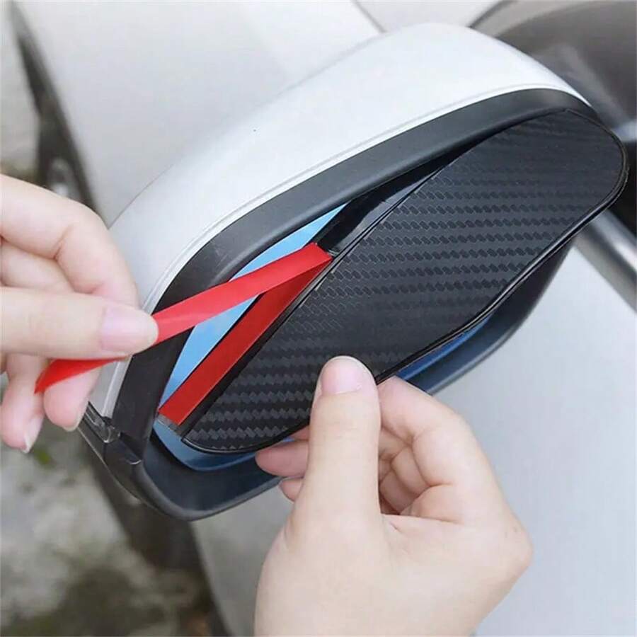 2pcs Carbon Fiber Style Car Rearview Mirror Rain Eyebrow - Universal Side Wing Rain Snow Glare Shield Device | Suitable For All Models, Enhancing Driving Vision And Safety, Essential Car Exterior Accessory - Multicolor - View 1