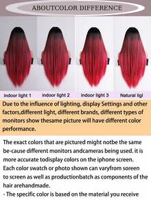 多层女士假发，柔软合成发丝，中长款，适合情人节约会和日常造型 - 漸層紅色 - 查看 10