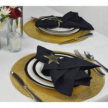 Set Of 6 Round Woven Metallic Placemats, Design Imports - Gold - View 3