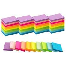 50 Blocs de notas adhesivas de 1.5x2 pulgadas en 10 colores, notas autoadhesivas, blocs de notas adhesivas fáciles de publicar para el hogar, la oficina y la libreta - Brillante - Ver 1
