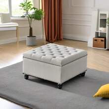 ASDF-Polarisys Square Storage Ottoman Bench Ottoman Coffee Table Bench Oversized Coffee Table Ottoman Bench with Storage for Living Room - doblar - Ver 6