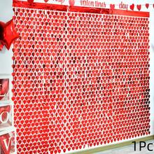 1/2/3/4pcs Red Heart Shape Tinsel Foil Fringe Streamers| Valentines Photo Backdrop, Streamer Backdrop For Birthday, Engagement, Wedding, Bridal Shower, Universal Fit - 1PC - 查看 2