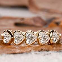 18K Gold Plated Romantic Zirconia Heart Shaped Engagement Ring, Gift For Women - Gold - View 1