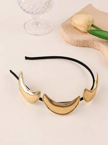 1pc Gold Crescent Moon Headband, Minimalist & Versatile Fashion Hair Accessory For Women - Multicolor - View 4