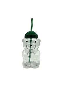 Taza con tapa y pajita con diseño de oso adorable | Material de plástico reutilizable, diseño de oso de miel, taza de oso adorable apta para bebidas frías/calientes, café, vino, jugo, batido, té con burbuja, regalo de cumpleaños, vajilla para fiestas, regalo del Día de San Valentín, regalo de Año Nuevo, regalo creativo elegante, regalo de Ramadán (rayas de caramelo) - Multicolor - Ver 15