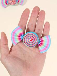 2个女士可爱春夏学院风双层蝴蝶结装饰发夹，2个渐变缎带发夹，可爱糖果色发饰，适合日常佩戴和派对，爪夹，发爪，发夹，学习用品，发卡，头饰 - 彩色 - 查看 3