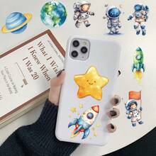 50张太空宇航员贴纸，创意涂鸦贴纸，办公用品，手机电脑贴纸，高性价比，防水，酷炫贴纸 - 彩色 - 查看 7