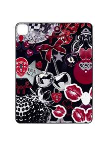 Y2K Baddie Collage iPad哑光黑保护壳，饰有复古迪斯科球、樱桃、红唇、豹纹、蝴蝶结、爱心锁图案，iPad保护套 - 黑色 - 查看 46