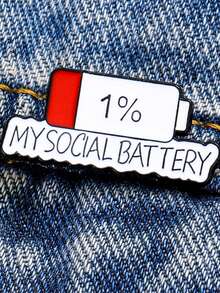 European & American Mood Convertible Brooch, Personalized Sliding Social Battery Metal Badge Women Jewelry Accessory Pin - Red - View 4