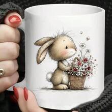 12张趣味复活节兔子主题UV转印贴纸 - 适用于DIY工艺品、马克杯、笔记本电脑和水瓶，自粘塑料贴纸，DIY马克杯装饰，笔记本电脑贴纸，节日装饰，喜庆设计，高品质印刷，耐用贴纸 - 彩色 - 查看 7