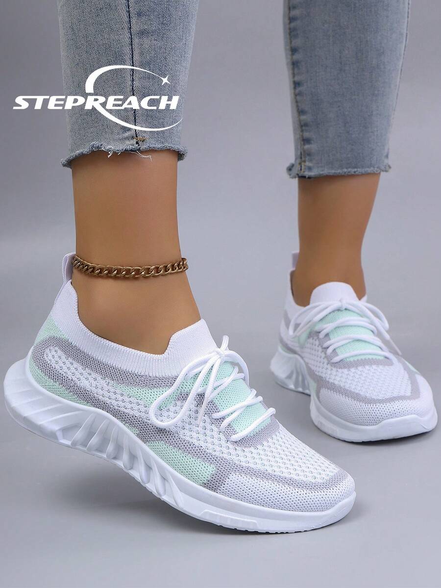 STEPREACH 新款女士休闲运动鞋,网面透气舒适轻便防滑套脚驾驶鞋 - 白色 - 查看 1