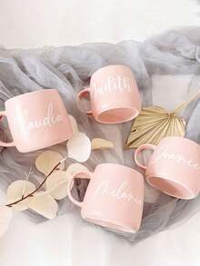 Customized Ceramic Mugs, Marker Pens, Coffee Cups, Valentine's Day Mugs, Perfect Gifts, Personalized Design, Customizable Names And Text, Ceramic Coffee Cups, Wedding Gifts, Valentine's Day Gifts, Birthday Gifts, Gifts For Tea Lovers, Thanksgiving Gifts, Gifts For Her, Him, Boyfriend, Girlfriend, Family, Mother, Father, And Friends - Multicolor - View 5