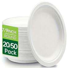 20/50 piezas Platos desechables gruesos y redondos - Aptos para microondas, a prueba de grasa, adecuados para barbacoa, picnic, camping al aire libre, catering - Para comida caliente y fría - Multicolor - Ver 2