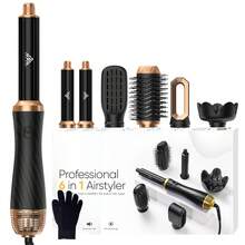 6-In-1 Hot Air Styler – Professional Multifunctional Hair Dryer With Curling Attachments, Straightening Brush & Diffuser - EU C Type Plug(220-240V) - View 2