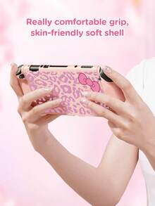 1pc Purple Leopard Spot Bow Print Protective Case, Compatible With New Switch 2 (2025), Switch NS/Switch OLED/Lite, Suitable For Switch 2 Game Console Accessories, Family Pack, Storage Case With Card Slots, Switch Protective Cover, White/Pink, Romantic Gift For Switch Players - Multicolor - View 4