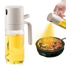 2-In-1 Oil Sprayer/Pourer-Non-Stick Lead-Free Glass 250ml Auto-Open/Fat Loss - White - View 2