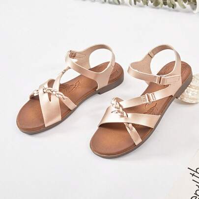 Women's Flat Sandals,Comfortable Memory Foam Footbed, Hook-And-Loop Ankle Strap,Non-Slip Flexible Sole,Casual Beach Summer Walking Sandals.