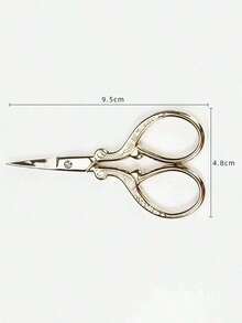 Floral Print Eyebrow Scissors,Makeup,Cheap,Room Decor,Vanity,Travel,Bedroom,Makeup Accessories - Gold - 查看 4