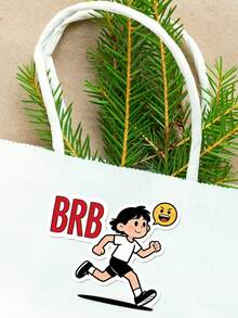 1pc BRB Funny Sticker - Cartoon Character Running Design, Add Personalized To Your Helmet, Laptop, Notebook Or Water Bottle! - Multicolor - View 7