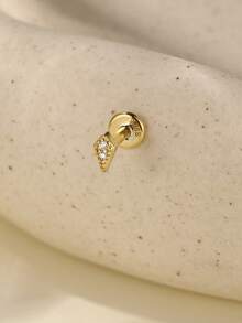 1件装925纯银耳环，女士简约平底耳骨钉，耳廓钉，耳软骨钉，适合日常佩戴、婚礼、派对、订婚等场合，精美珠宝 - 金色 - 查看 6