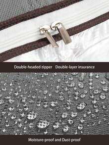 2pcs Large Capacity Quilt Storage Bag, Clothes Dust-Proof Organizer Bag, Nonwoven Thick Moisture Foldable Organization Bins With Lids And Clear Window For Blanket, In Closet With Reinforced Handles For Clothing, Bedding, Gray - Grey - View 3