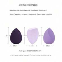 8 Pcs Unisex Dry Wet Dual Use Makeup Sponge Set Soft Blend Foundation Concealer Blush Powder  Sponges Multi Colored Purple For Daily Makeup Application Use - 4pcs Multi-colored Purple - View 4