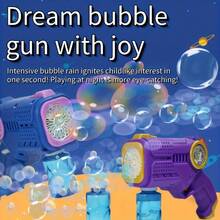 Kids' Bubble Gun, Includes 3 Refill Bottles And AA Batteries, Suitable For Children Aged 3 And 4-8. A Party Favor, Summer Toy, Outdoor Activity, Easter Gift, Or Birthday Present. - 1 Purple Item (Refill Solution *2 + AA Batteries) - View 5
