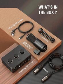 Bộ thiết bị thu âm podcast, bộ dụng cụ ghi âm nhạc, bao gồm micro động và bộ trộn âm thanh USB với đầu vào micro XLR, chức năng giám sát tai nghe, núm điều chỉnh âm lượng, phù hợp cho thu âm giọng nói/lồng tiếng - FIFINE KS6 - màu đen - Xem 9