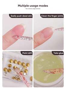 100/50支装美甲工具套装，女士双头粉色亚克力清洁棒，去角质棒，美甲工具，50支透明美甲棒，可重复使用，带钳子，适合家庭和美甲沙龙使用 - 不易断裂，化妆品，便携旅行配件，女孩必备，节日礼物 - 彩色 - 查看 5