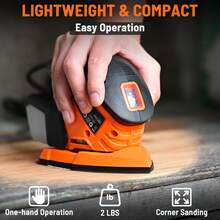 DOVAMAN Detail Sander, 1.1Amp Electric Sander W/Micro-Filter Dust Box, Aluminum Fan Blade, Copper Motor, Max No-Load Speed 12,000 RPM, 12PCS(80P/180P) Sanderpapers For Wood, Plastic, Metal - US A Type Plug(110-127V) - View 8
