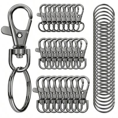 Swivel Snap Hooks With Key Rings, Premium Metal Swivel Lobster Claw Clasps Assorted Sizes Large, Medium, Small For Keychain Clip Lanyard, Jewelry Making, Crafts, Dark Grey