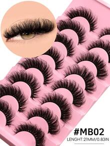 8 Pairs Cat Eye Lashes Natural Cross Volume Faux Mink Eyelashes Fluffy Soft Eyelashes Thick Dramatic False Eyelashes Glam Volume Fake Lashes,Beginner-Friendly,Suitable For Any Occasion - Black - View 7