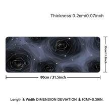 1pc Black Rose Flower Mouse Pads , Full Keyboard Mat, Long Laptop Mousepad, Computer Mouse Mat For Home And Office, Anti-Slip Rubber Base - Multicolor - View 14